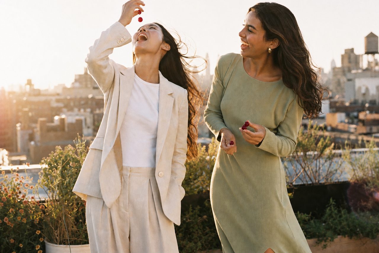 Two women taking Sea Moss Gummies outdoors