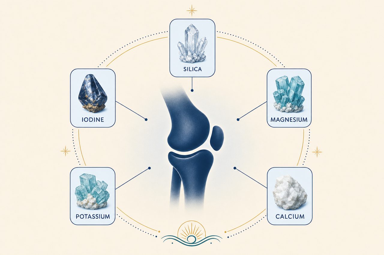 Diagram of iodine, potassium, silica, magnesium and calcium